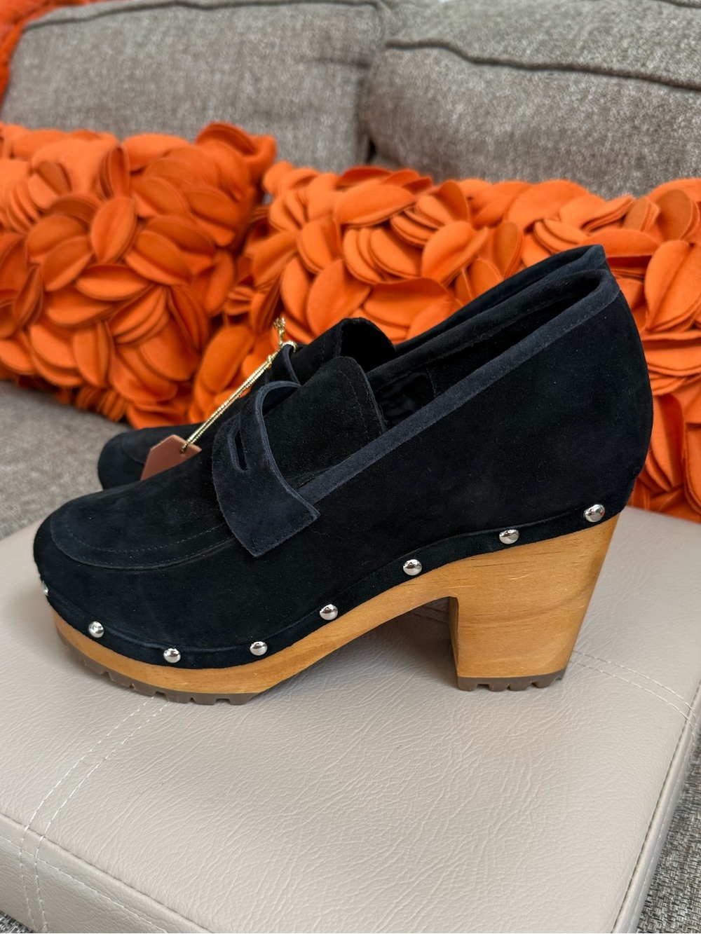 NWT Rag & Co Osage Black Suede Block Heeled Clogs - Picture 6 of 11